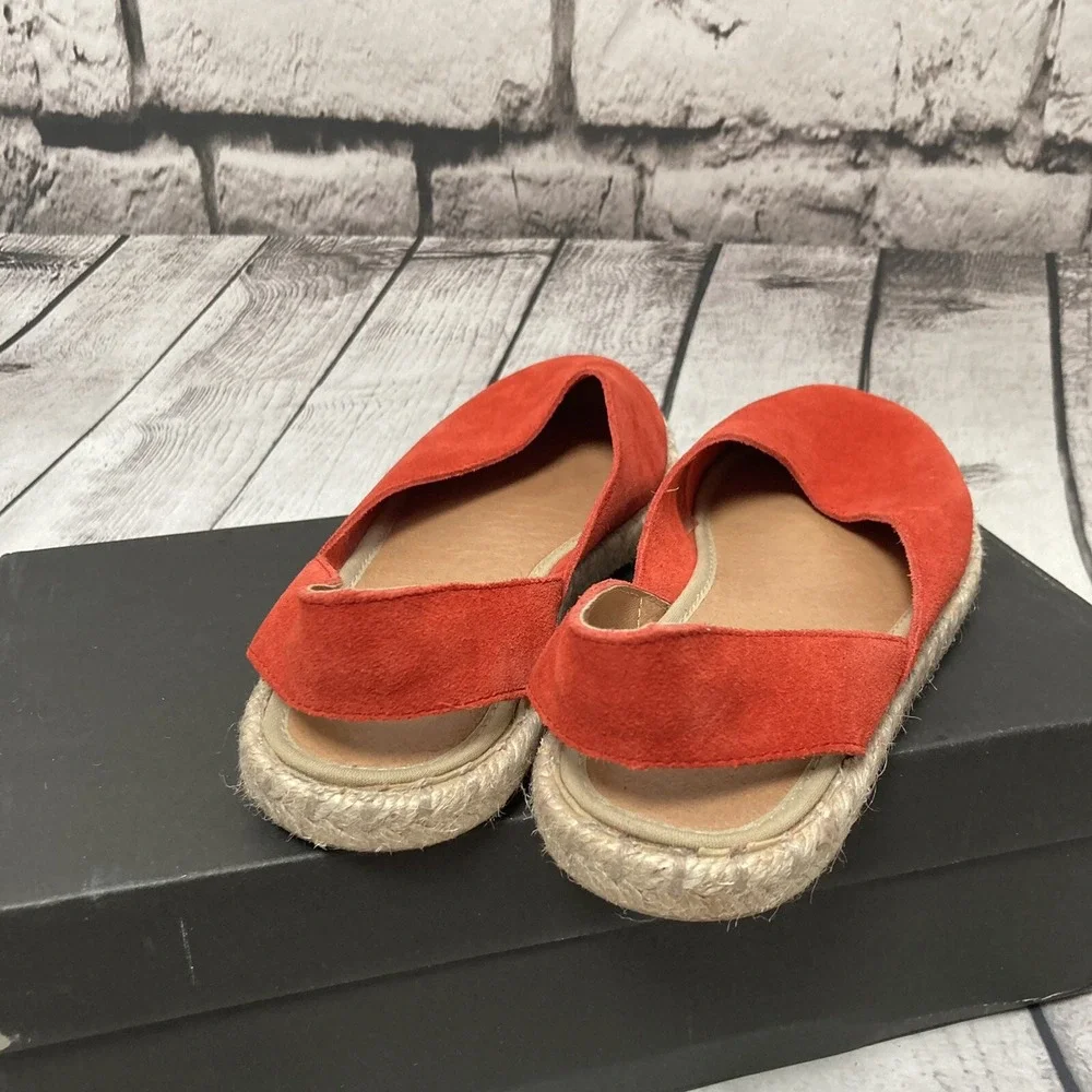 Saks fifth Avenue Shoes Womens size 6 Red D'orsay Espadrille Coral Slip On flats